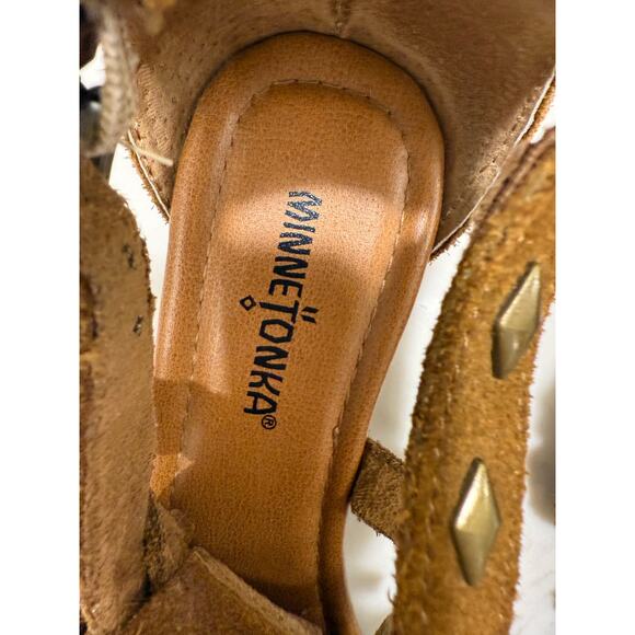 Minnetonka Fringe Brown Leather Sandals Size 7 Excellent Condition - Picture 9 of 9